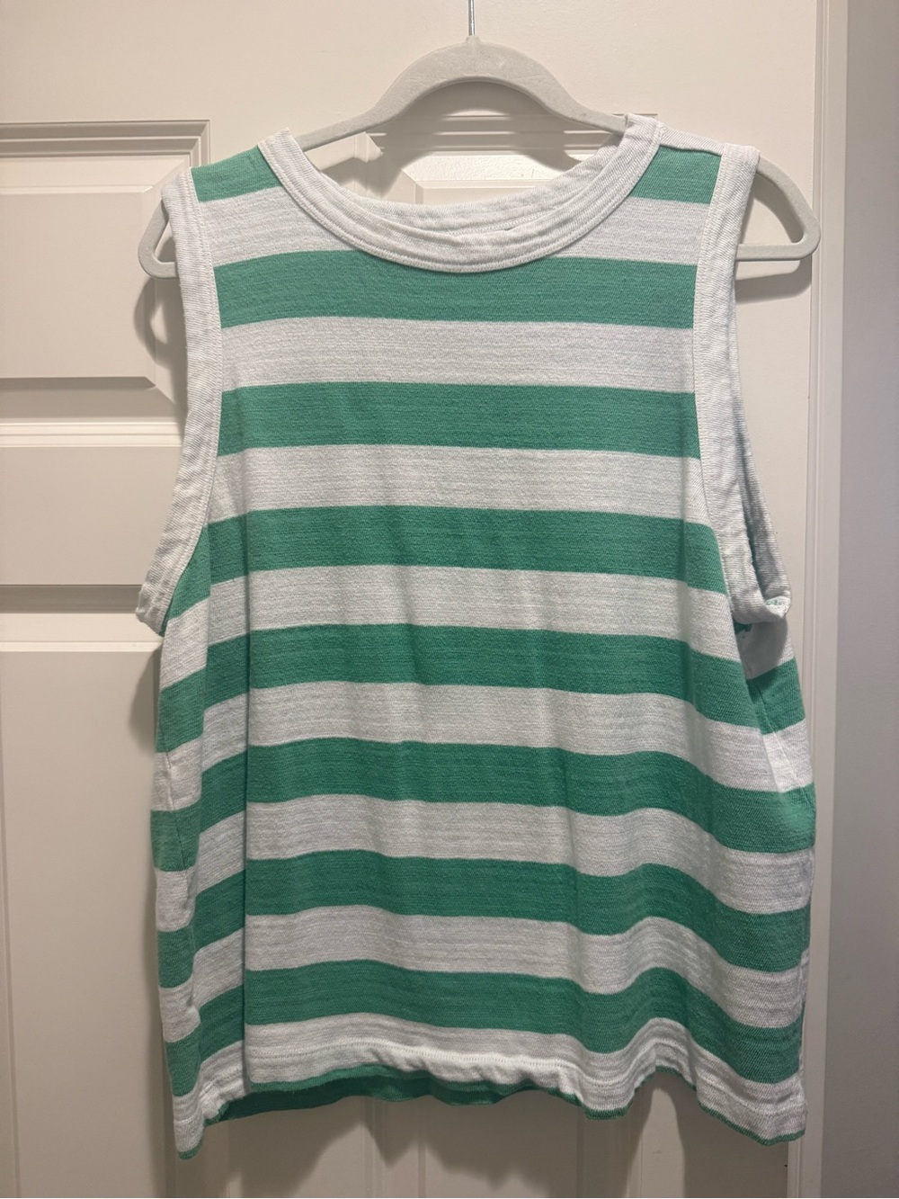 LOFT Green & White Striped Tank Top